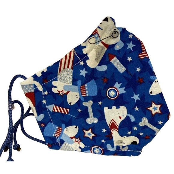 Handmade Other - Handmade Patriotic Dog Adjustable Adult Face Mask XL Blue Red White